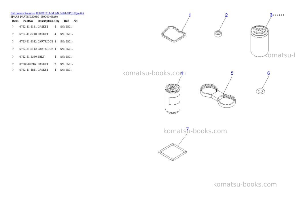 Komatsu d37px-21a-m s/n 5501-up Parts catalog cover Page 7 Komatsu d37px-21a-m s/n 5501-up Parts catalog cover Page 7