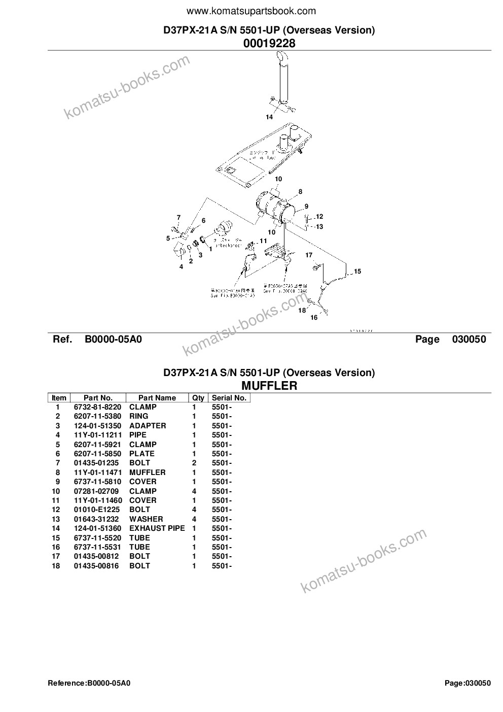 Komatsu d37px-21a s/n 5501-up overseas version Parts catalog cover Page 7