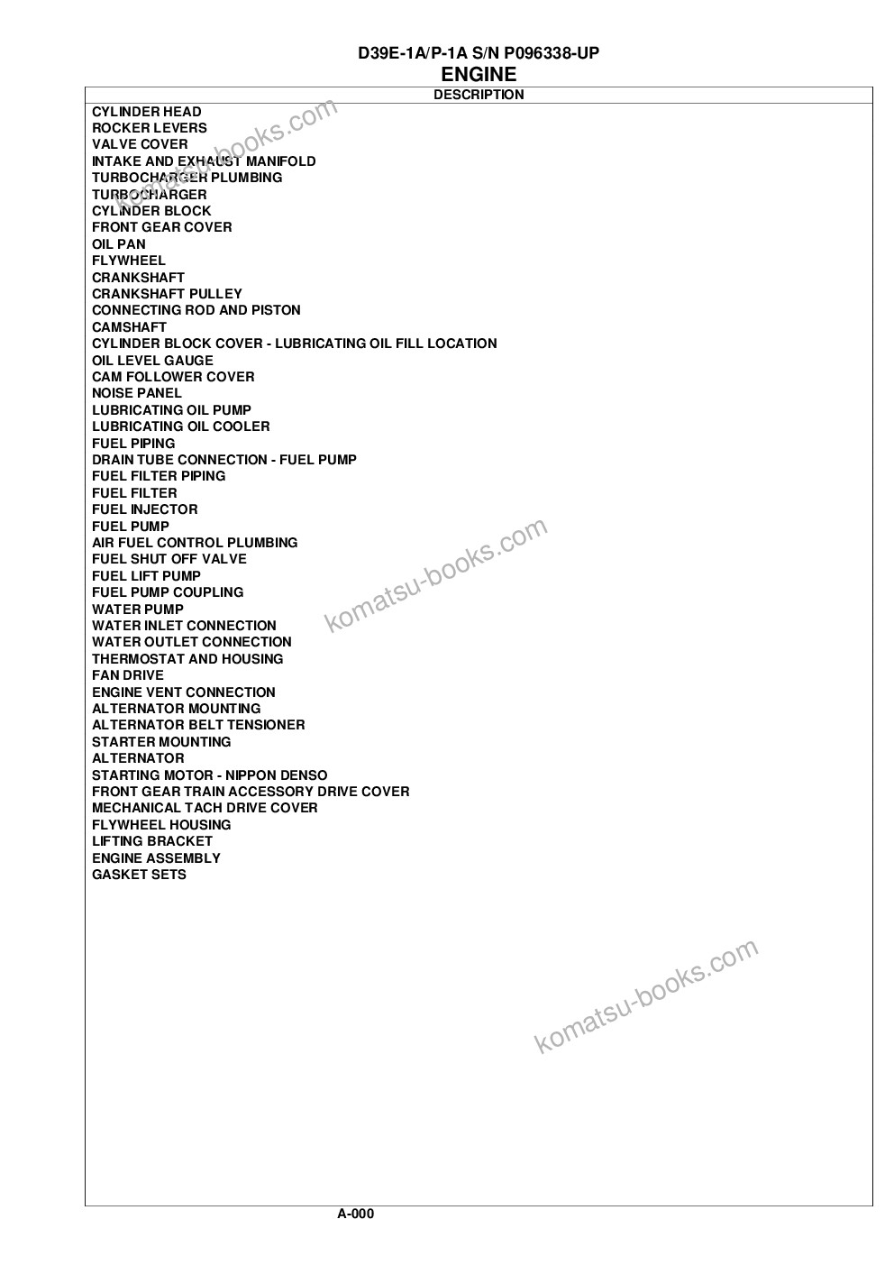 Komatsu d39e-1a/p-1a s/n p096338-up Parts catalog cover Page 3