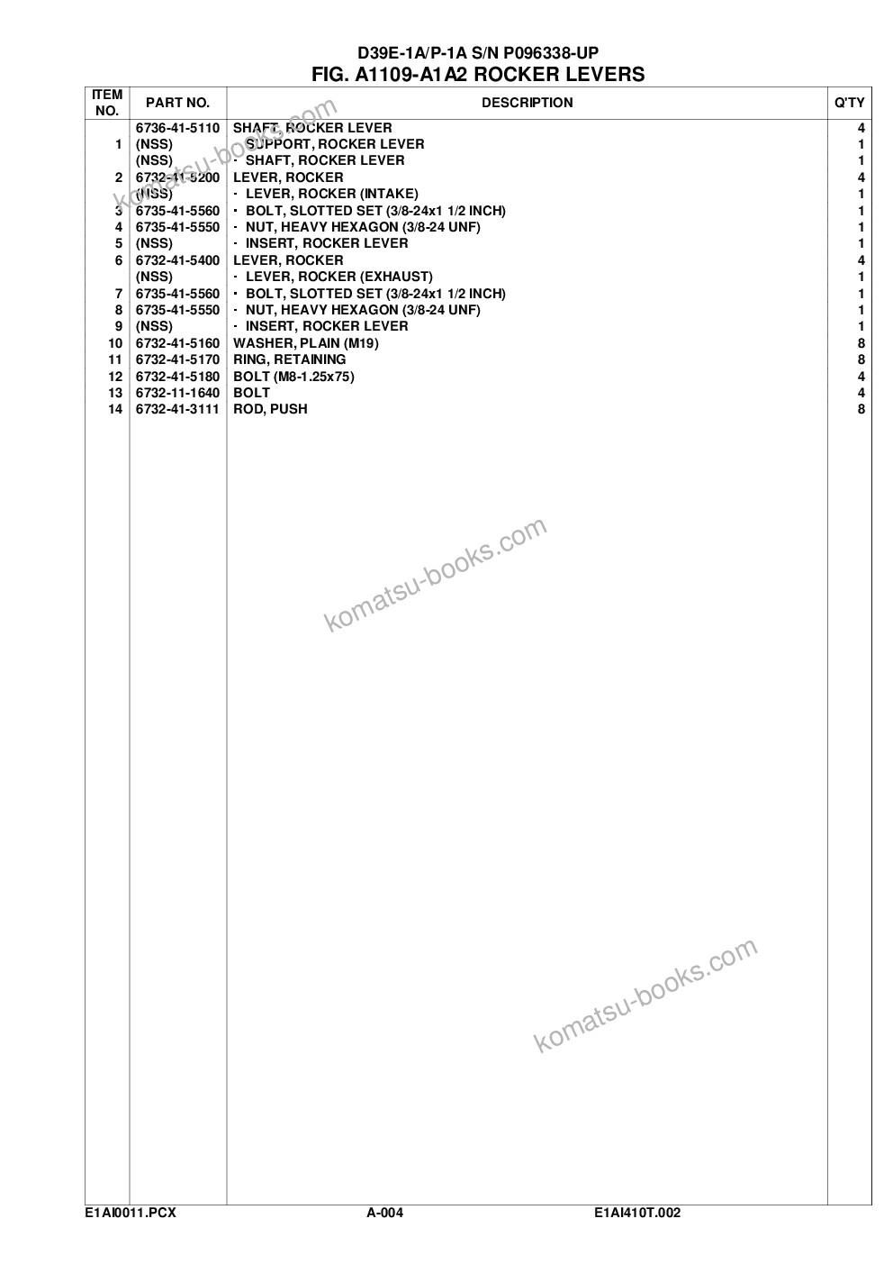 Komatsu d39e-1a/p-1a s/n p096338-up Parts catalog cover Page 7