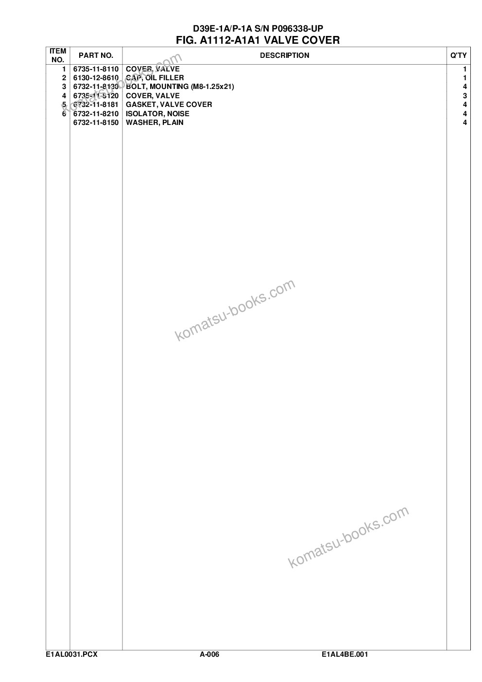 Komatsu d39e-1a/p-1a s/n p096338-up Parts catalog cover Page 9