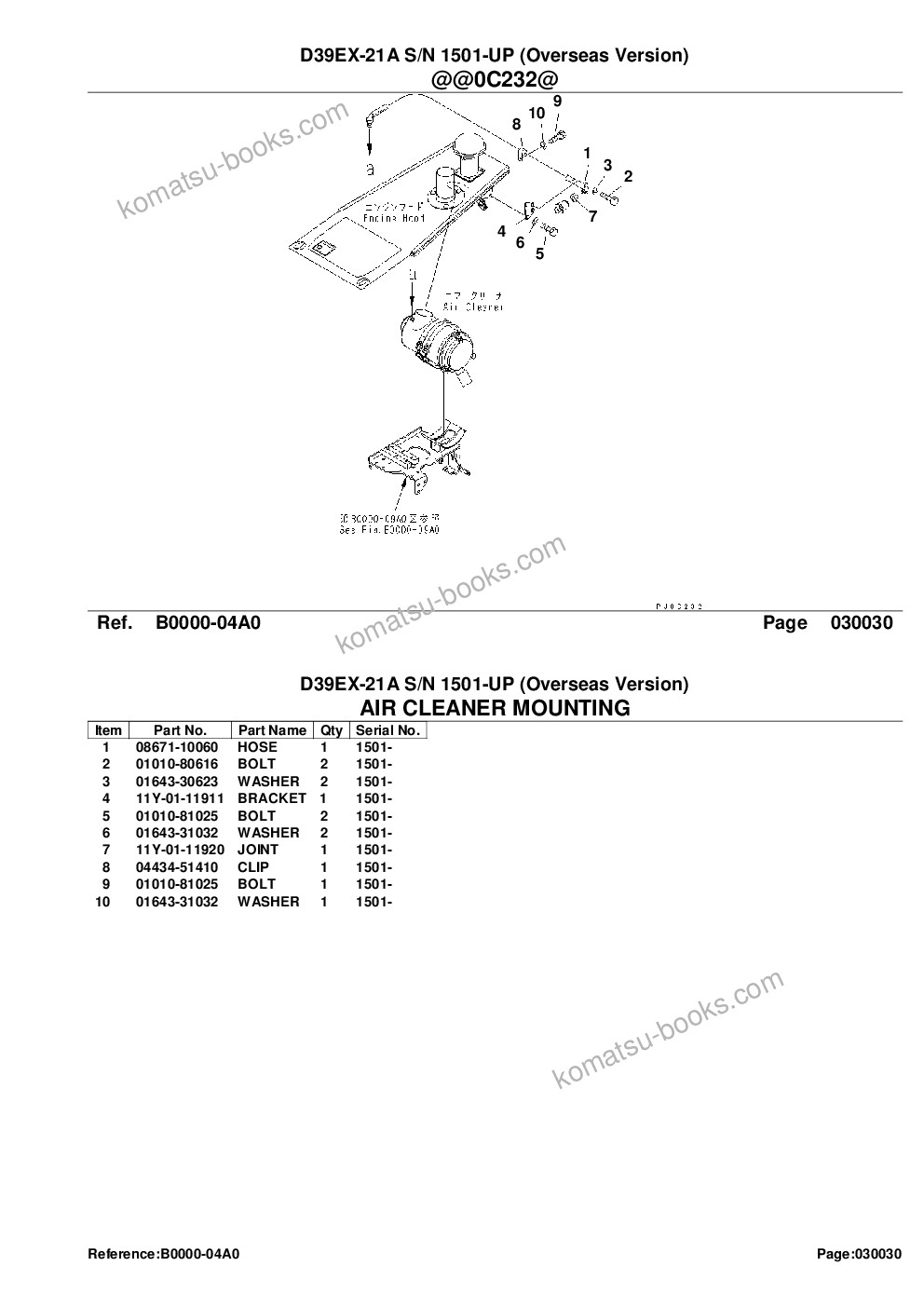 Komatsu d39ex-21a s/n 1501-up overseas version Parts catalog cover Page 5