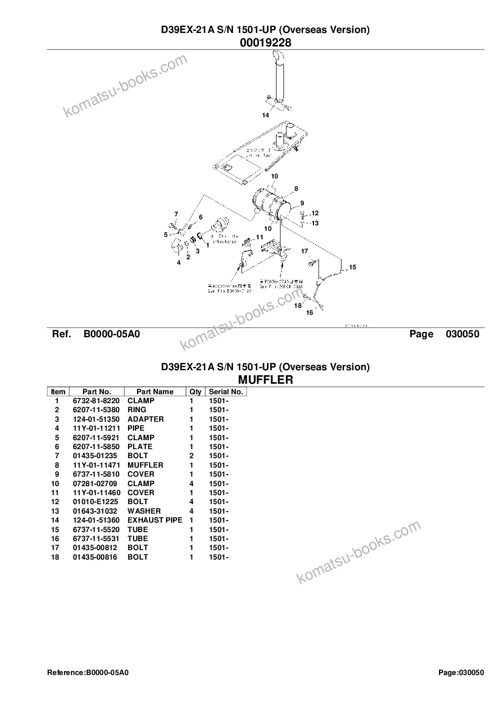 Komatsu d39ex-21a s/n 1501-up overseas version Parts catalog cover Page 7