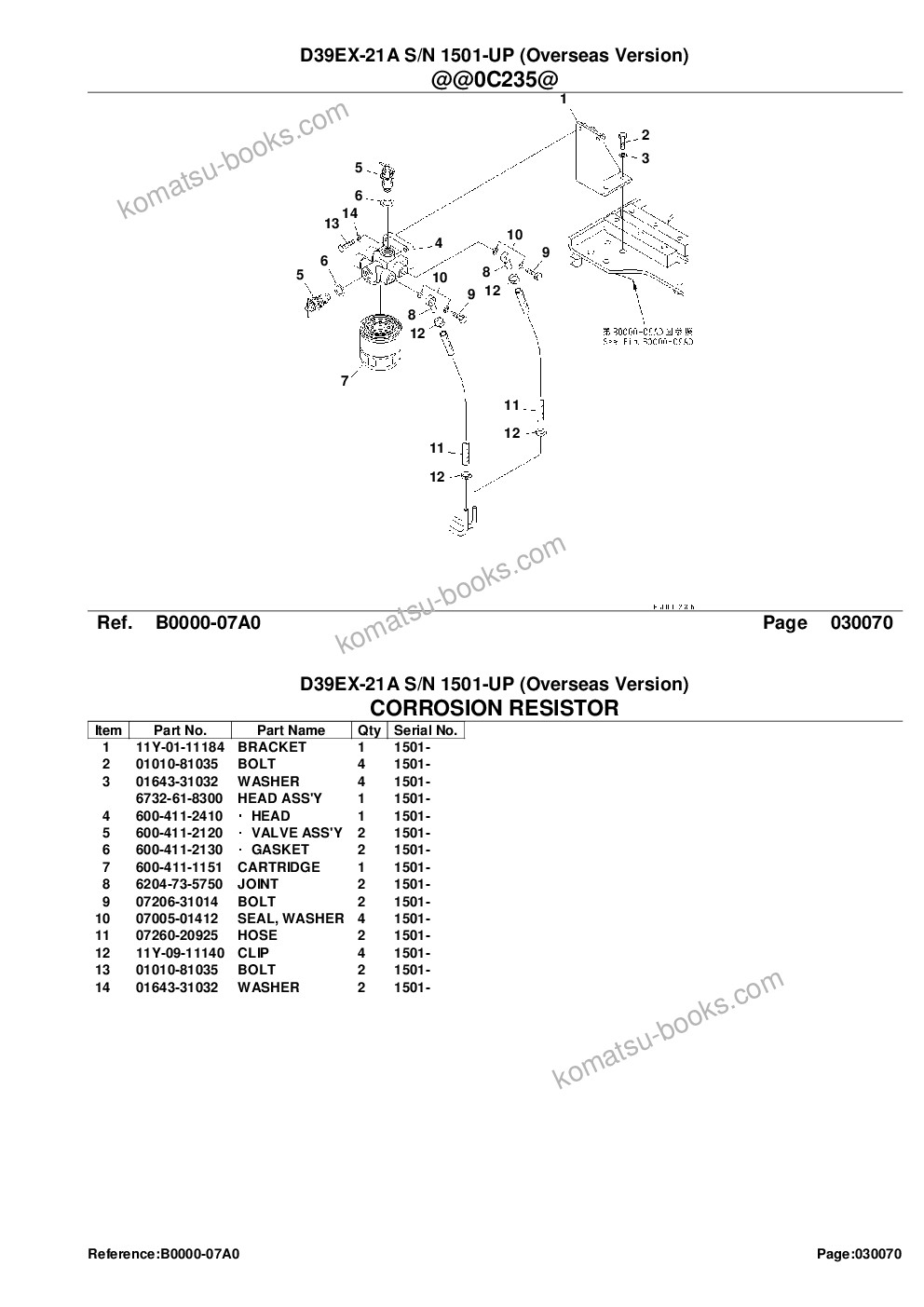 Komatsu d39ex-21a s/n 1501-up overseas version Parts catalog cover Page 9