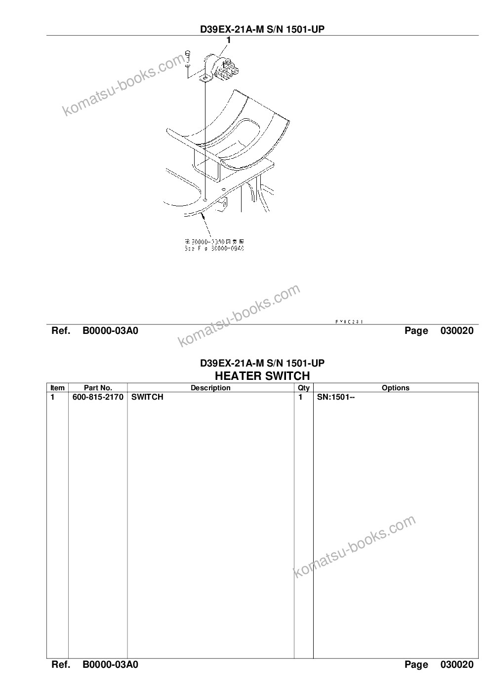 Komatsu d39ex-21a-m s/n 1501-up Parts catalog cover Page 4 Komatsu d39ex-21a-m s/n 1501-up Parts catalog cover Page 4
