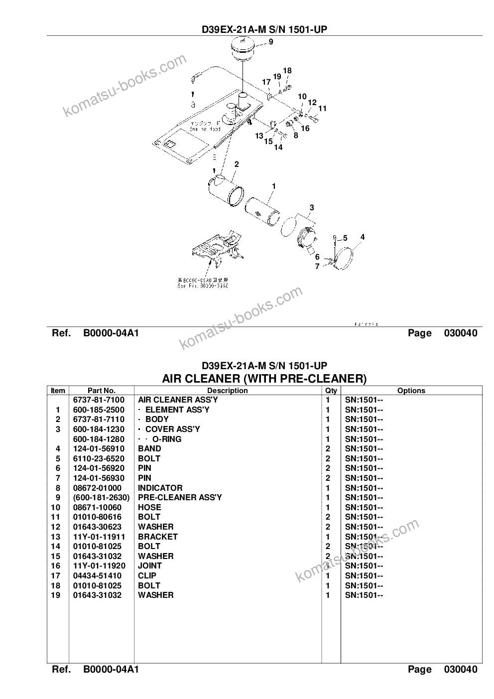 Komatsu d39ex-21a-m s/n 1501-up Parts catalog cover Page 6 Komatsu d39ex-21a-m s/n 1501-up Parts catalog cover Page 6