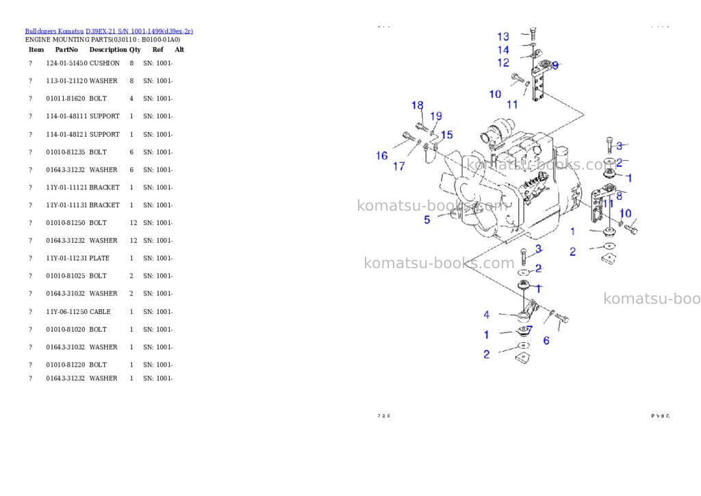 Komatsu d39ex-21 s/n 1001-1499 Parts catalog cover Page 10 Komatsu d39ex-21 s/n 1001-1499 Parts catalog cover Page 10