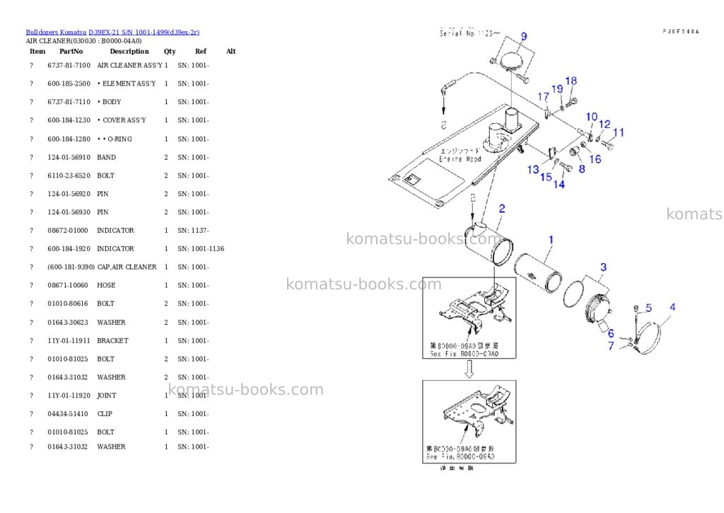 Komatsu d39ex-21 s/n 1001-1499 Parts catalog cover Page 2 Komatsu d39ex-21 s/n 1001-1499 Parts catalog cover Page 2