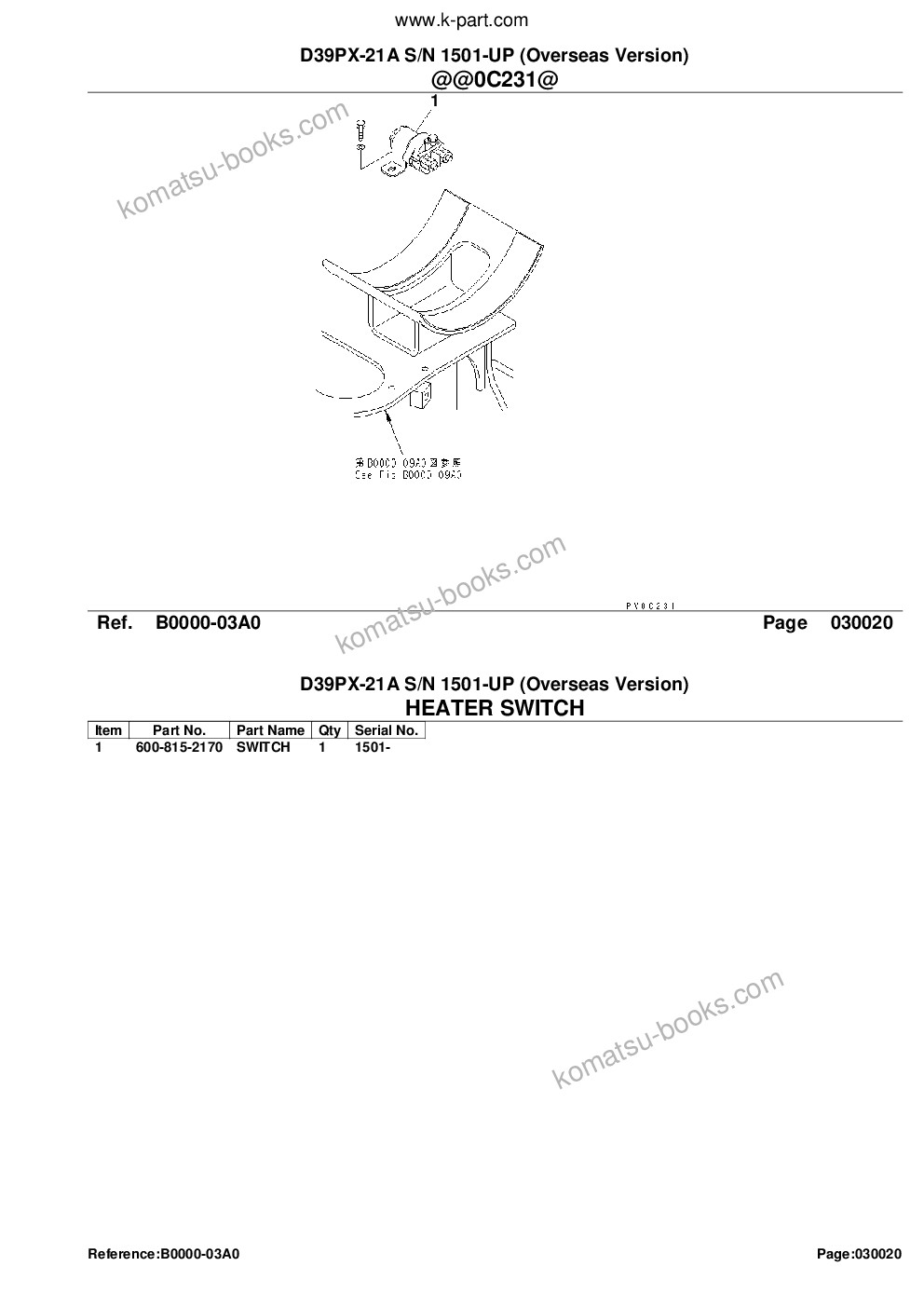 Komatsu d39px-21a s/n 1501-up overseas version Parts catalog cover Page 4 Komatsu d39px-21a s/n 1501-up overseas version Parts catalog cover Page 4