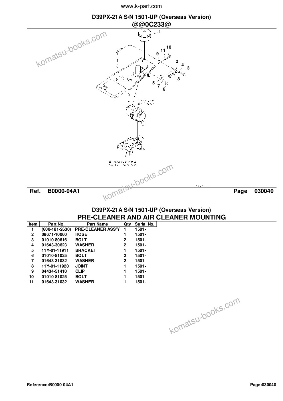 Komatsu d39px-21a s/n 1501-up overseas version Parts catalog cover Page 6 Komatsu d39px-21a s/n 1501-up overseas version Parts catalog cover Page 6