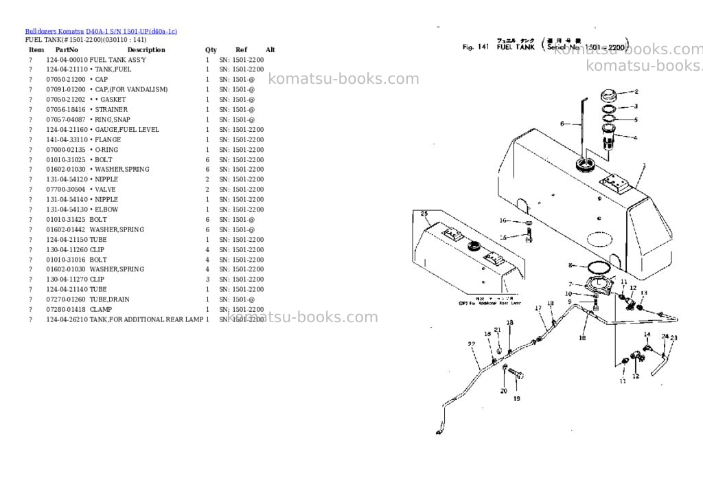 Komatsu d40a-1 s/n 1501-up Parts catalog cover Page 10