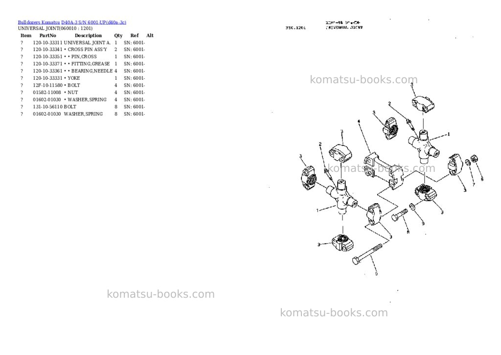 Komatsu d40a-3 s/n 6001-up Parts catalog cover Page 9 Komatsu d40a-3 s/n 6001-up Parts catalog cover Page 9