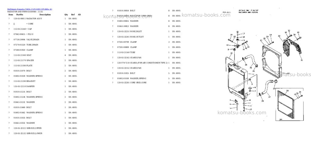Komatsu D40A-3 S/N 6001-UP Parts catalog cover Page 3 Komatsu D40A-3 S/N 6001-UP Parts catalog cover Page 3