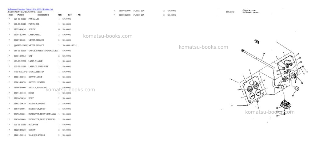 Komatsu D40A-3 S/N 6001-UP Parts catalog cover Page 6 Komatsu D40A-3 S/N 6001-UP Parts catalog cover Page 6