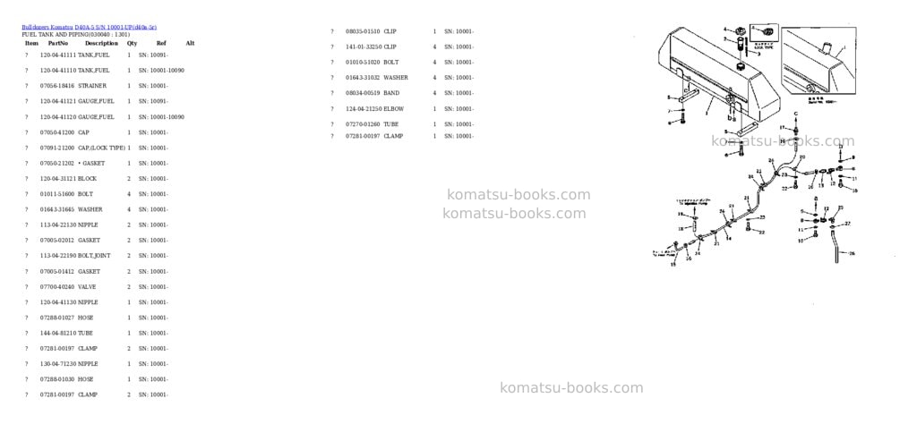 Komatsu d40a-5 s/n 10001-up Parts catalog cover Page 3 Komatsu d40a-5 s/n 10001-up Parts catalog cover Page 3
