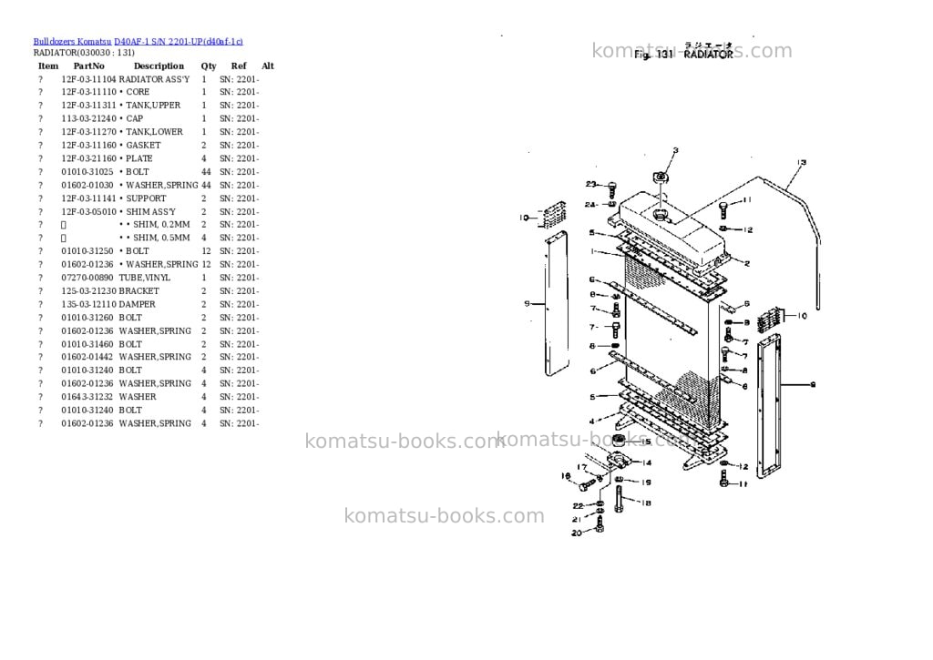 Komatsu d40af-1 s/n 2201-up Parts catalog cover Page 2 Komatsu d40af-1 s/n 2201-up Parts catalog cover Page 2