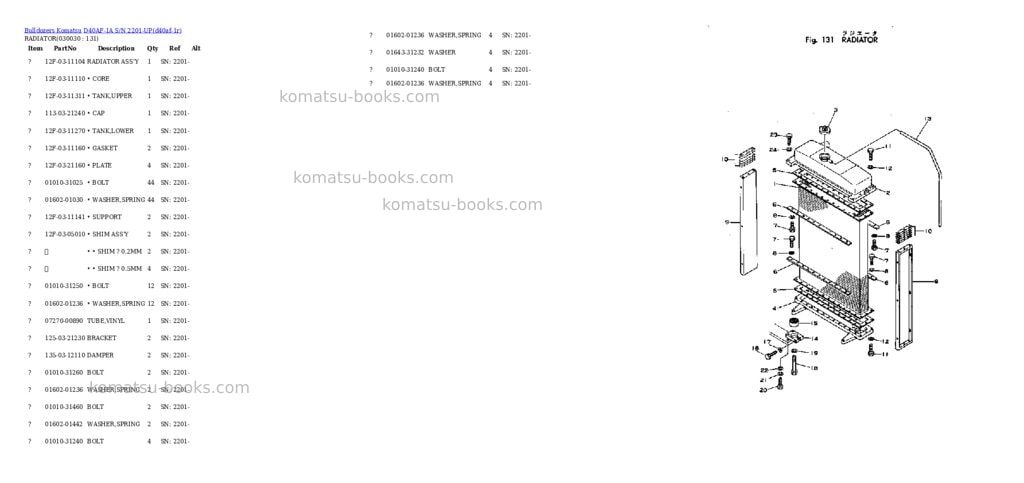 Komatsu d40af-1a s/n 2201-up Parts catalog cover Page 2