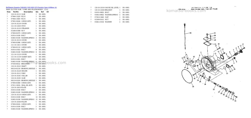 Komatsu D40AM-3 S/N 6001-UP (Forestry Spec.) Parts catalog cover Page 10 Komatsu D40AM-3 S/N 6001-UP (Forestry Spec.) Parts catalog cover Page 10
