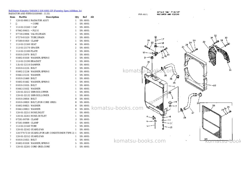 Komatsu D40AM-3 S/N 6001-UP (Forestry Spec.) Parts catalog cover Page 3 Komatsu D40AM-3 S/N 6001-UP (Forestry Spec.) Parts catalog cover Page 3