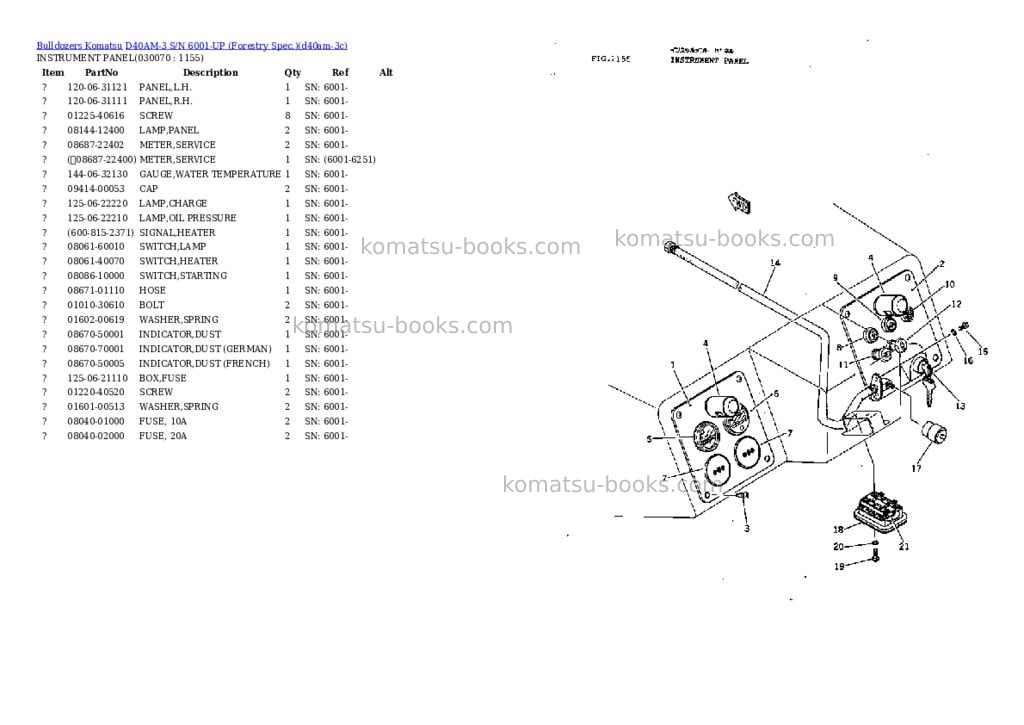 Komatsu D40AM-3 S/N 6001-UP (Forestry Spec.) Parts catalog cover Page 6 Komatsu D40AM-3 S/N 6001-UP (Forestry Spec.) Parts catalog cover Page 6