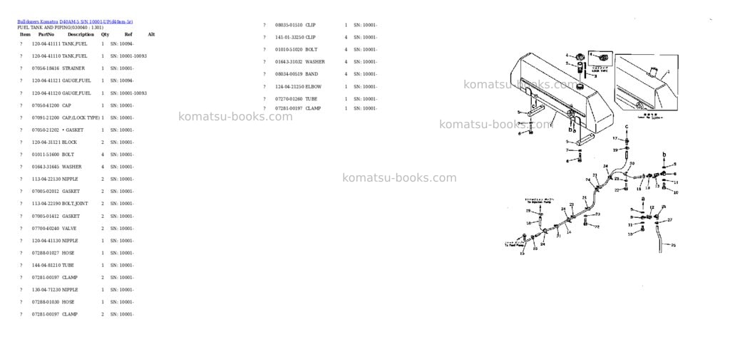 Komatsu d40am-5 s/n 10001-up Parts catalog cover Page 3 Komatsu d40am-5 s/n 10001-up Parts catalog cover Page 3