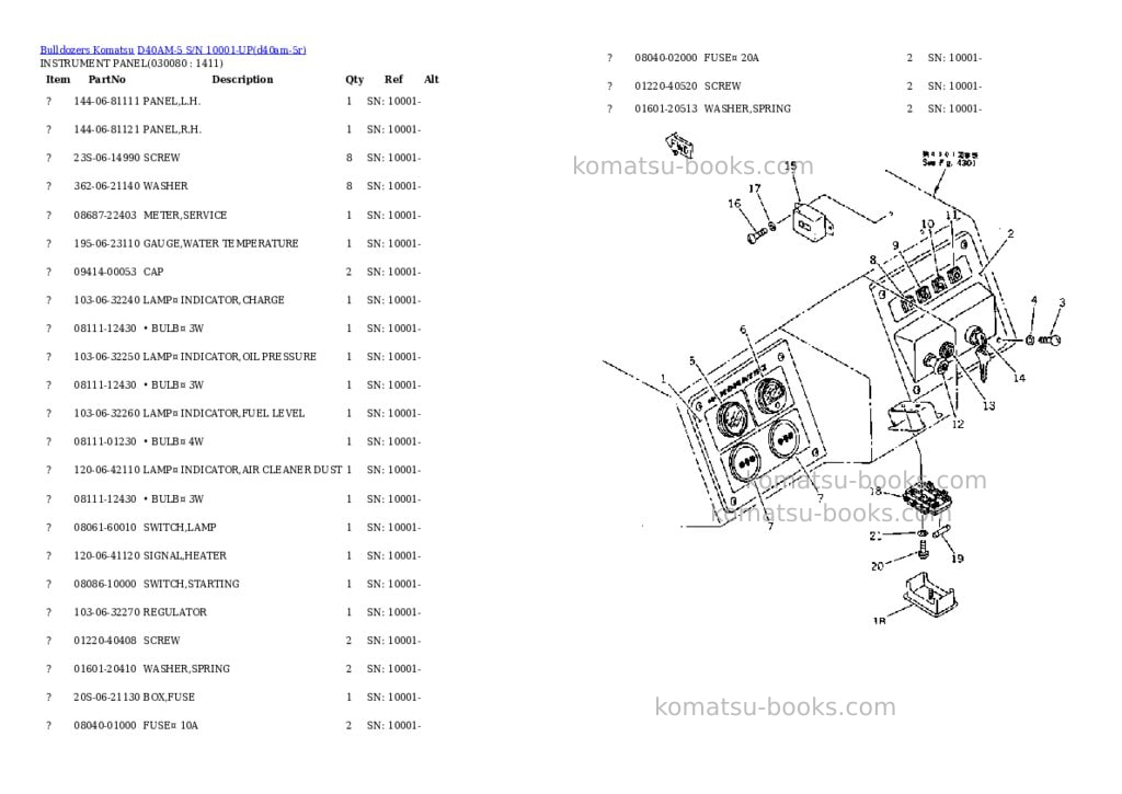 Komatsu d40am-5 s/n 10001-up Parts catalog cover Page 6 Komatsu d40am-5 s/n 10001-up Parts catalog cover Page 6