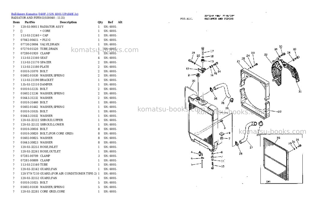 Komatsu d40f-3 s/n 6001-up Parts catalog cover Page 3