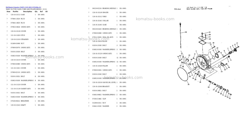 Komatsu d40p-3 s/n 6001-up Parts catalog cover Page 10