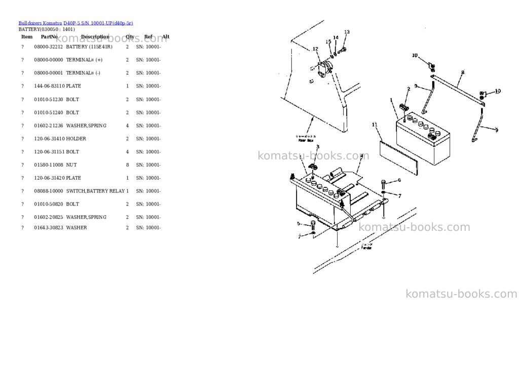 Komatsu d40p-5 s/n 10001-up Parts catalog cover Page 4