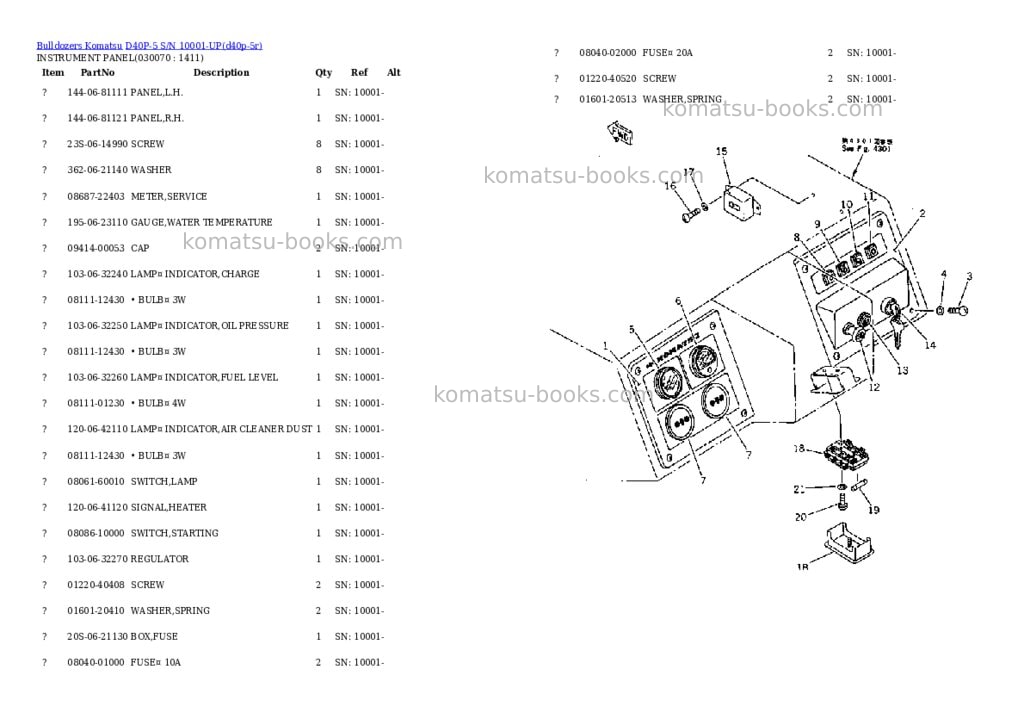 Komatsu d40p-5 s/n 10001-up Parts catalog cover Page 5
