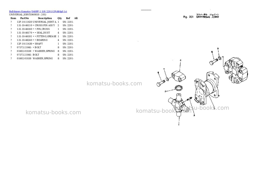 Komatsu d40pf-1 s/n 2201-up Parts catalog cover Page 8