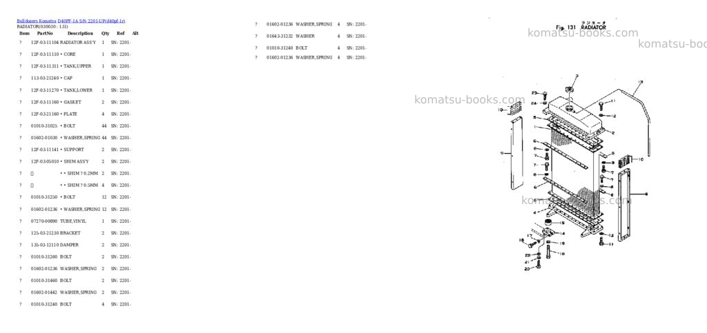 Komatsu d40pf-1a s/n 2201-up Parts catalog cover Page 2