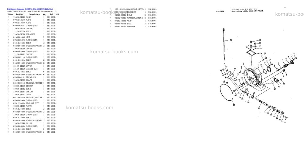 Komatsu d40pf-3 s/n 6001-up Parts catalog cover Page 10