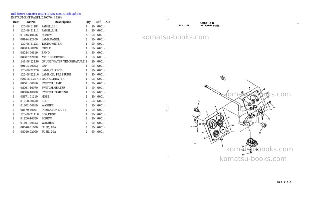 Komatsu d40pf-3 s/n 6001-up Parts catalog cover Page 6