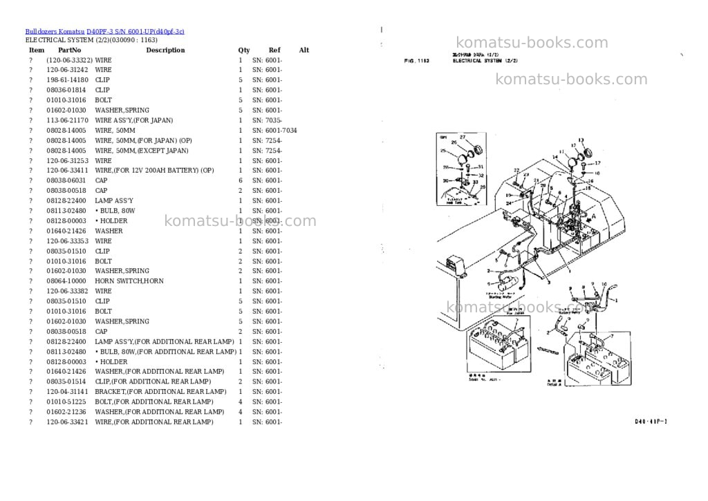 Komatsu d40pf-3 s/n 6001-up Parts catalog cover Page 8