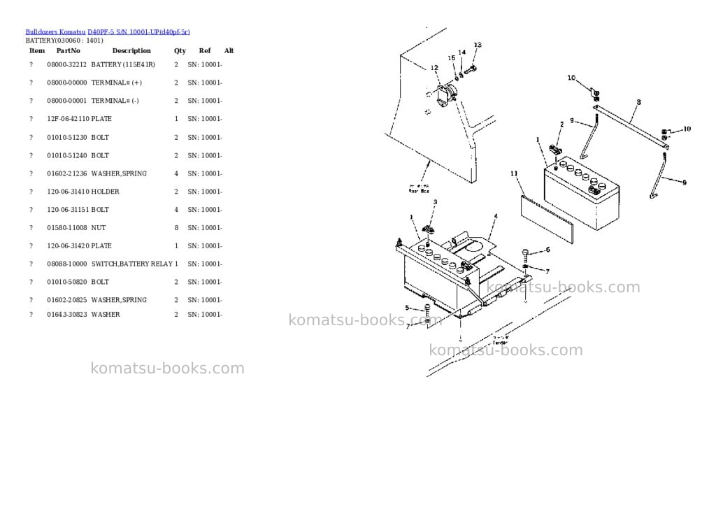 Komatsu d40pf-5 s/n 10001-up Parts catalog cover Page 5