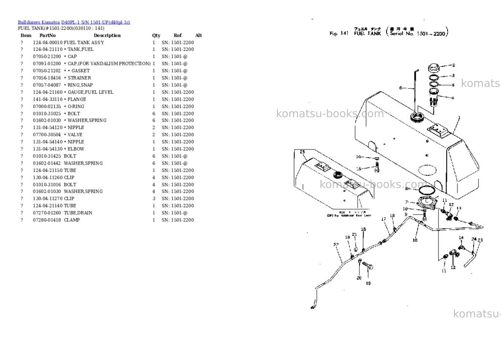 Komatsu d40pl-1 s/n 1501-up Parts catalog cover Page 10