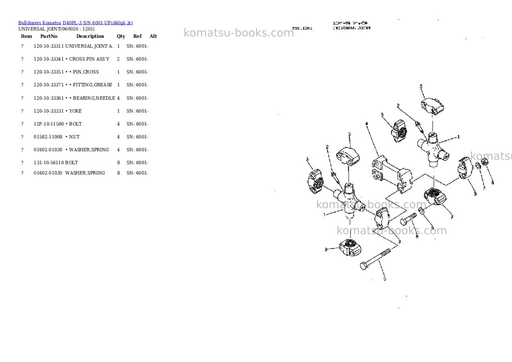 Komatsu D40PL-3 S/N 6001-UP Parts catalog cover Page 9 Komatsu D40PL-3 S/N 6001-UP Parts catalog cover Page 9