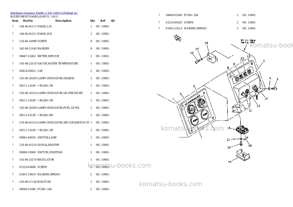 Komatsu d40pl-5 s/n 10001-up Parts catalog cover Page 5 Komatsu d40pl-5 s/n 10001-up Parts catalog cover Page 5