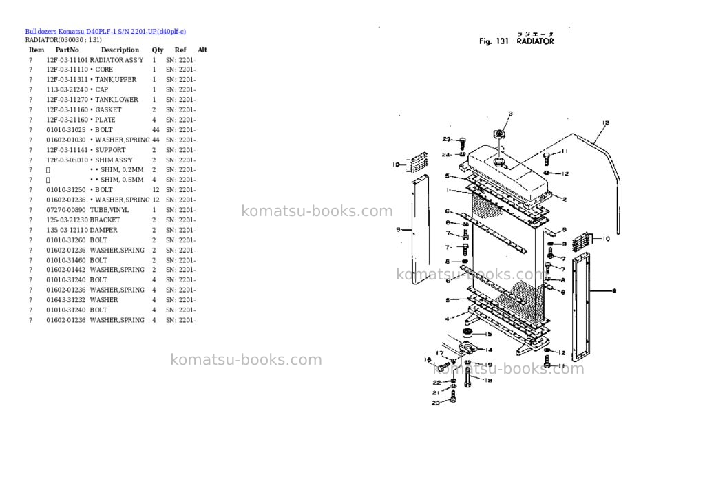 Komatsu d40plf-1 s/n 2201-up Parts catalog cover Page 2