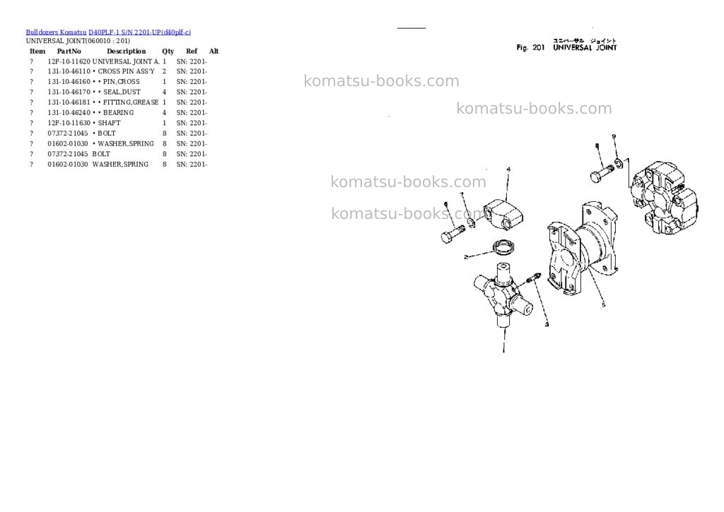 Komatsu d40plf-1 s/n 2201-up Parts catalog cover Page 8