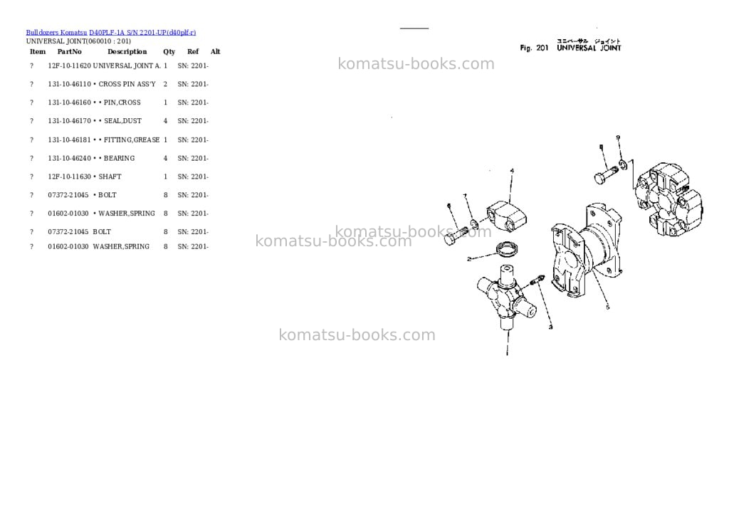 Komatsu d40plf-1a s/n 2201-up Parts catalog cover Page 8