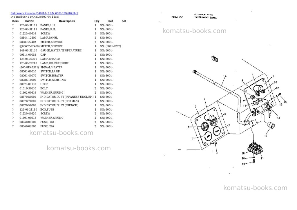 Komatsu d40pll-3 s/n 6001-up Parts catalog cover Page 6 Komatsu d40pll-3 s/n 6001-up Parts catalog cover Page 6