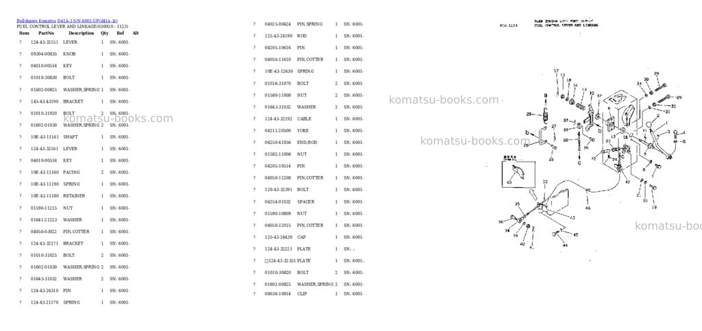 Komatsu d41a-3 s/n 6001-up Parts catalog cover Komatsu d41a-3 s/n 6001-up Parts catalog cover