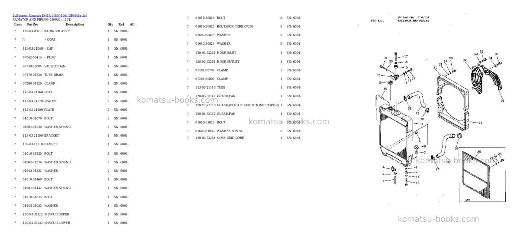 Komatsu d41a-3 s/n 6001-up Parts catalog cover Page 2 Komatsu d41a-3 s/n 6001-up Parts catalog cover Page 2