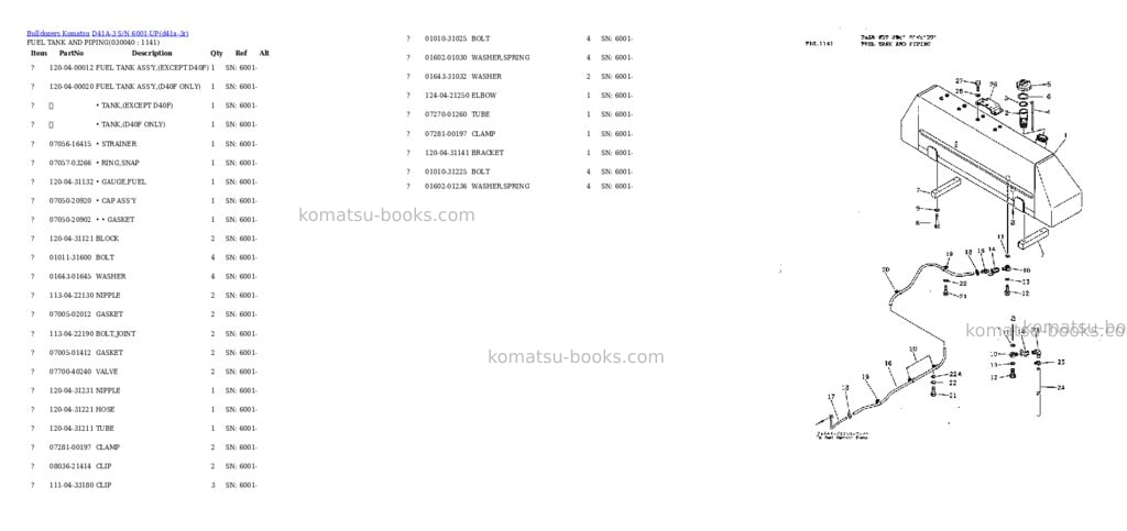 Komatsu d41a-3 s/n 6001-up Parts catalog cover Page 3 Komatsu d41a-3 s/n 6001-up Parts catalog cover Page 3