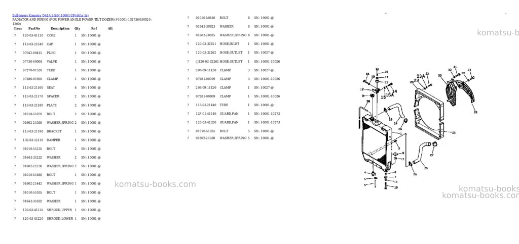 Komatsu d41a-5 s/n 10001-up Parts catalog cover Komatsu d41a-5 s/n 10001-up Parts catalog cover