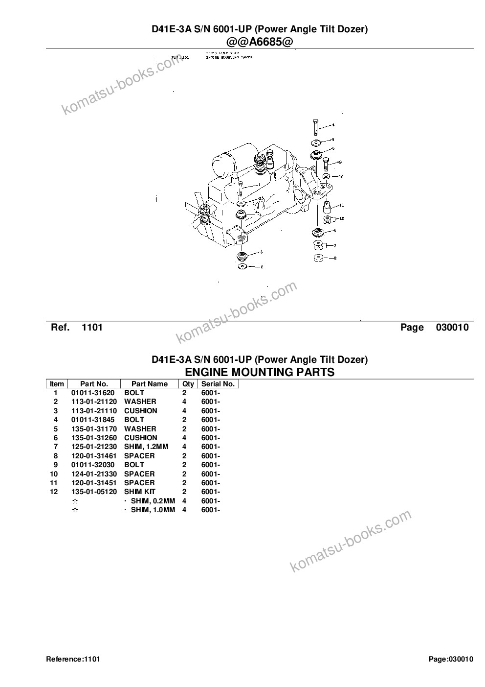 Komatsu d41e-3a s/n 6001-up power angle tilt dozer Parts catalog cover Page 3 Komatsu d41e-3a s/n 6001-up power angle tilt dozer Parts catalog cover Page 3
