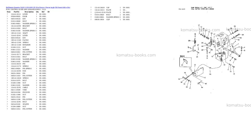 Komatsu d41e-3 s/n 6001-up for france / power angle tilt dozer Parts catalog cover Komatsu d41e-3 s/n 6001-up for france / power angle tilt dozer Parts catalog cover