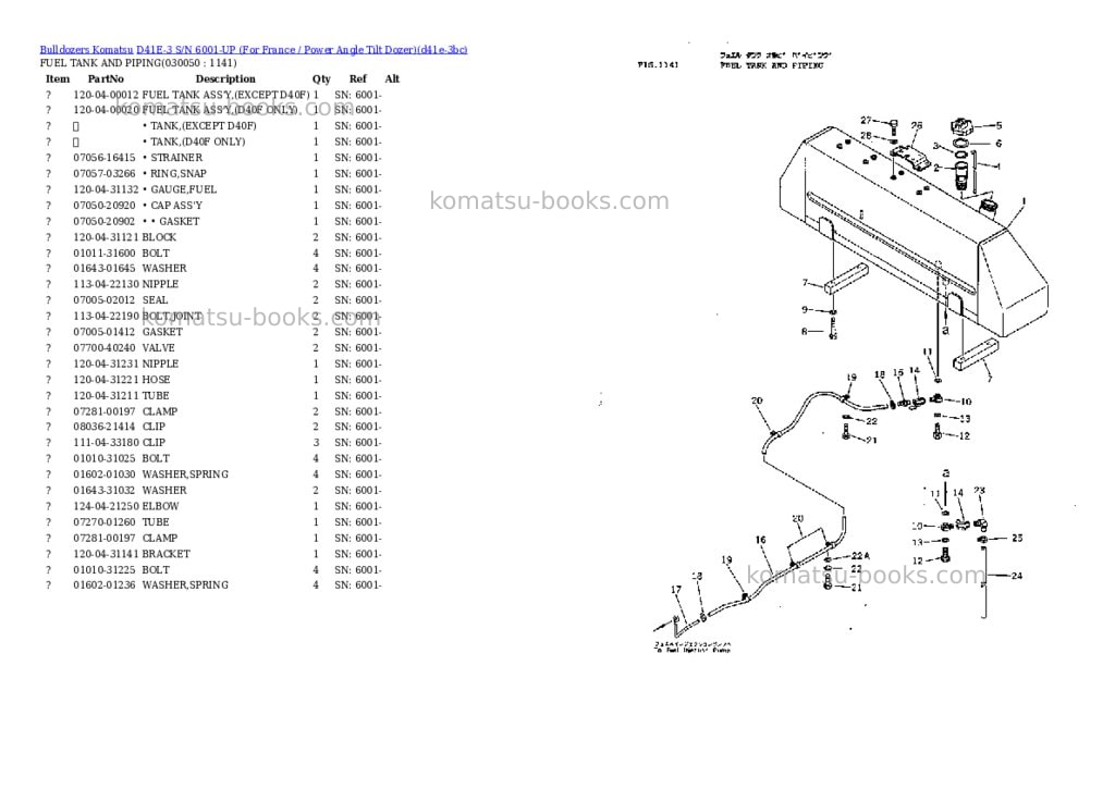 Komatsu d41e-3 s/n 6001-up for france / power angle tilt dozer Parts catalog cover Page 4 Komatsu d41e-3 s/n 6001-up for france / power angle tilt dozer Parts catalog cover Page 4